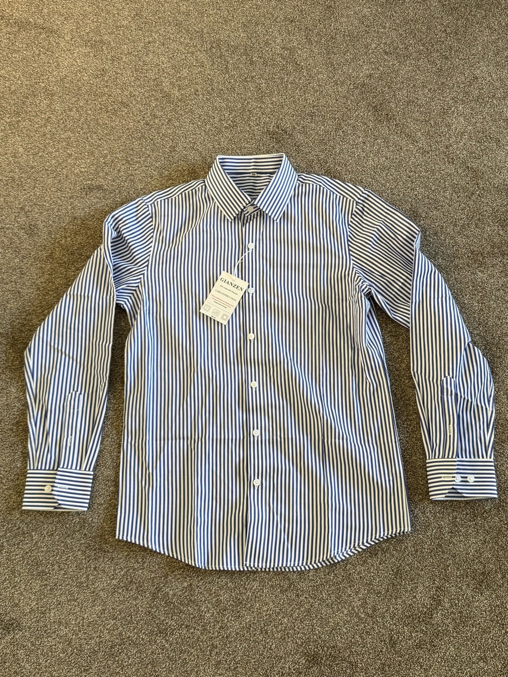 Classic Blue and White Stripe Men's Dress Shirt - Sz XS